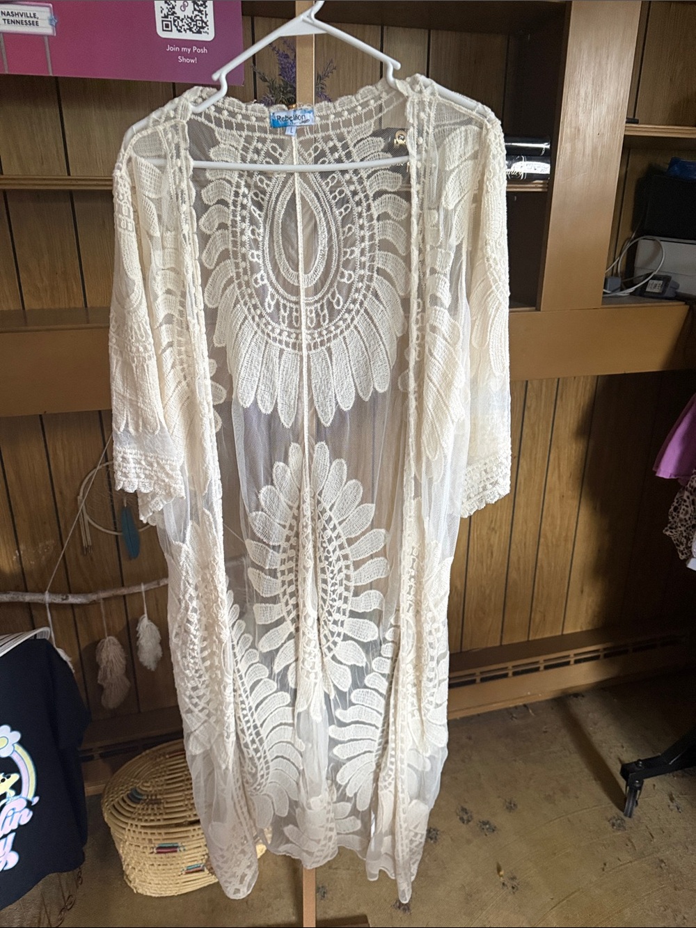 Rebellion Lace Crochet Kimono - Cream